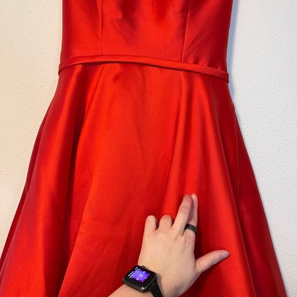 Ellie Wilde Mon Cheri Red Satin Corset Prom Pageant Ball Gown Size 6 - Picture 7 of 14